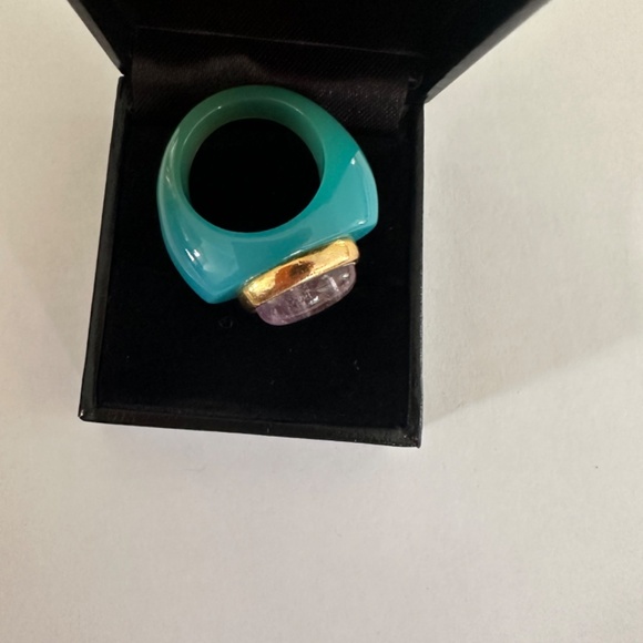 Francesca Romana blue agate and amethyst ring - Picture 4 of 5